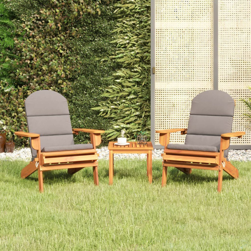 Salon de jardin Adirondack 3 pièces en bois d’acacia massif Gris