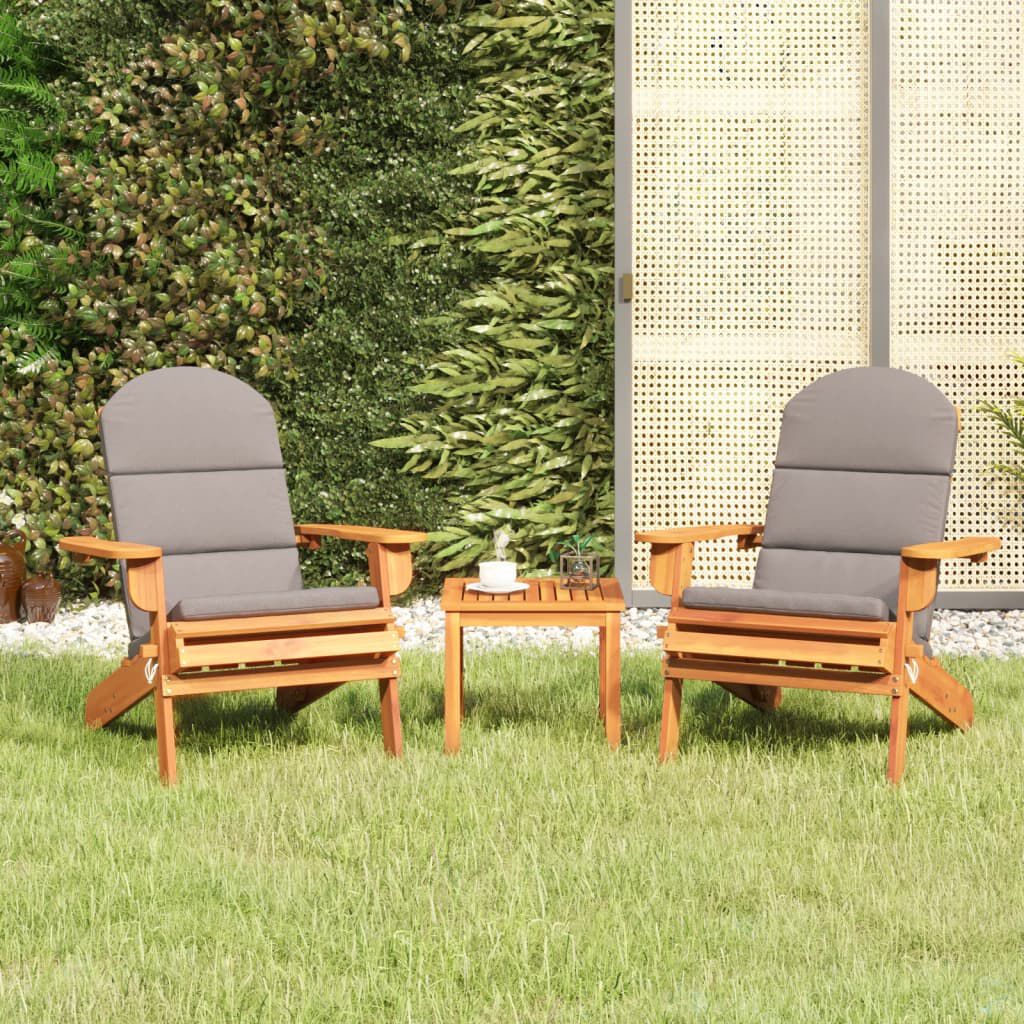 Salon de jardin Adirondack 3 pcs en bois d’acacia massif Gris