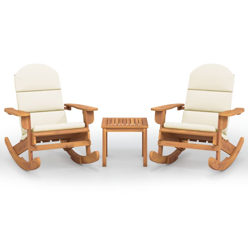 Salon de jardin Adirondack 3 pcs en bois d’acacia massif Blanc