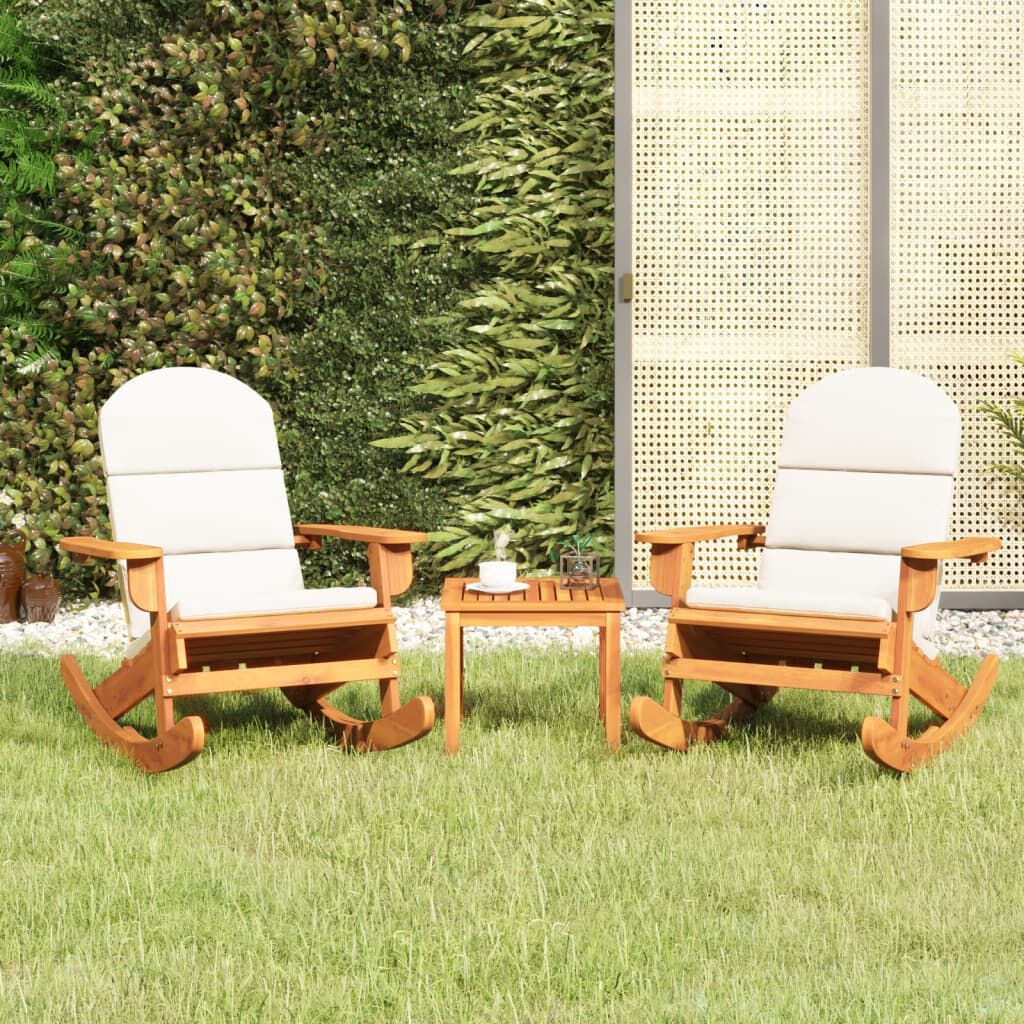 Salon de jardin Adirondack 3 pcs en bois d’acacia massif Blanc