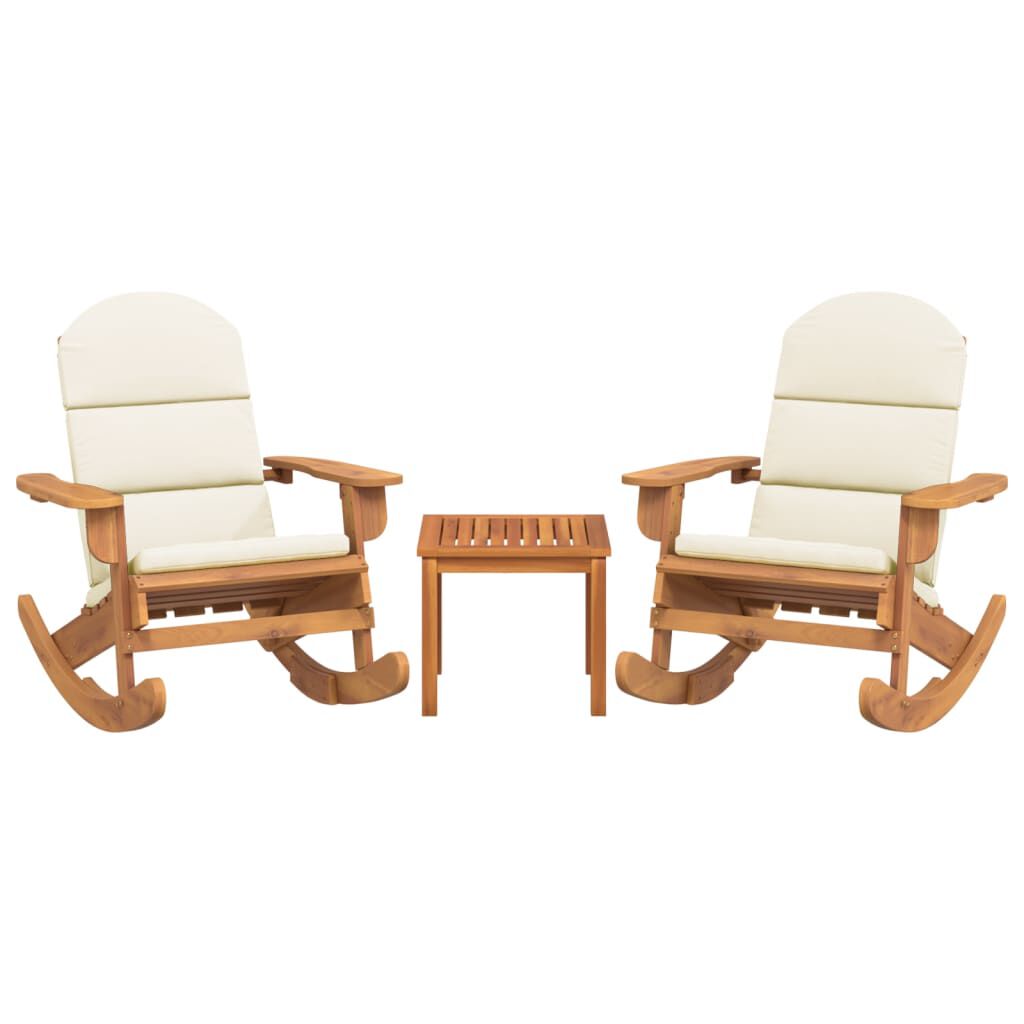 Salon de jardin Adirondack 3 pcs en bois d’acacia massif Blanc
