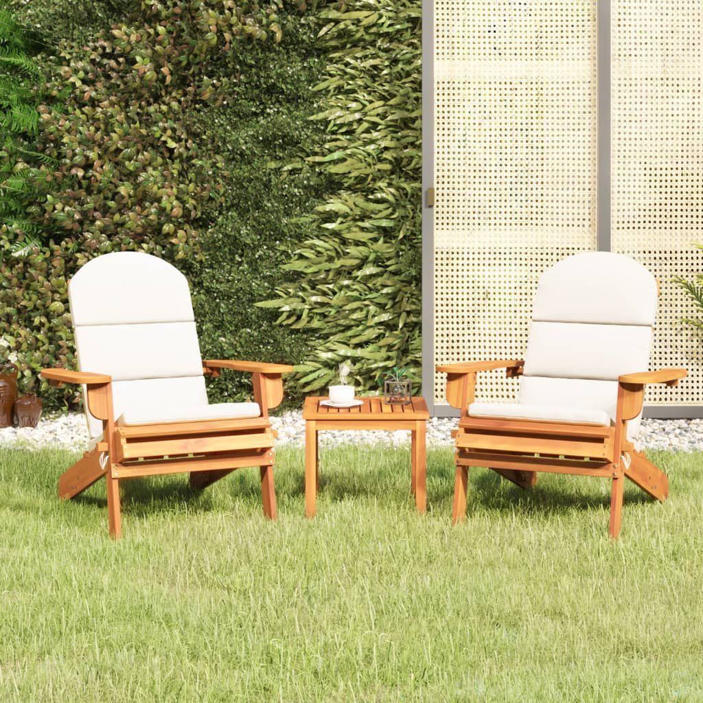 Salon de jardin Adirondack 3 pcs en bois d’acacia massif Blanc
