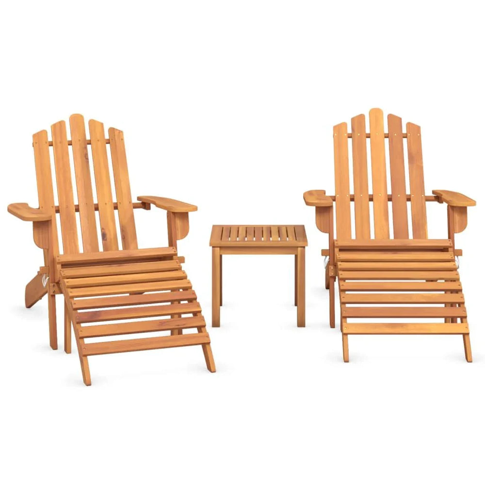 Salon de jardin Adirondack 3 pièces en bois d’acacia massif Marron