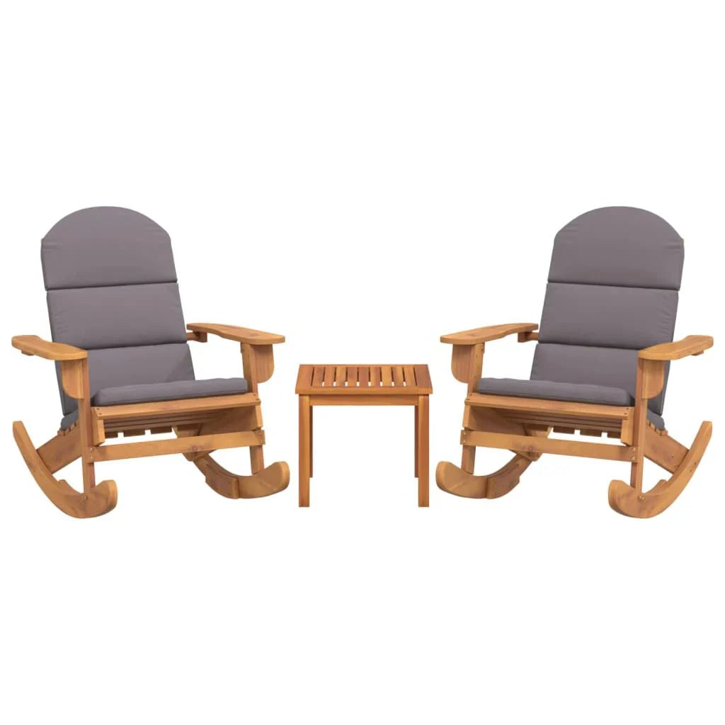 Salon de jardin Adirondack 3 pcs en bois d’acacia massif Gris