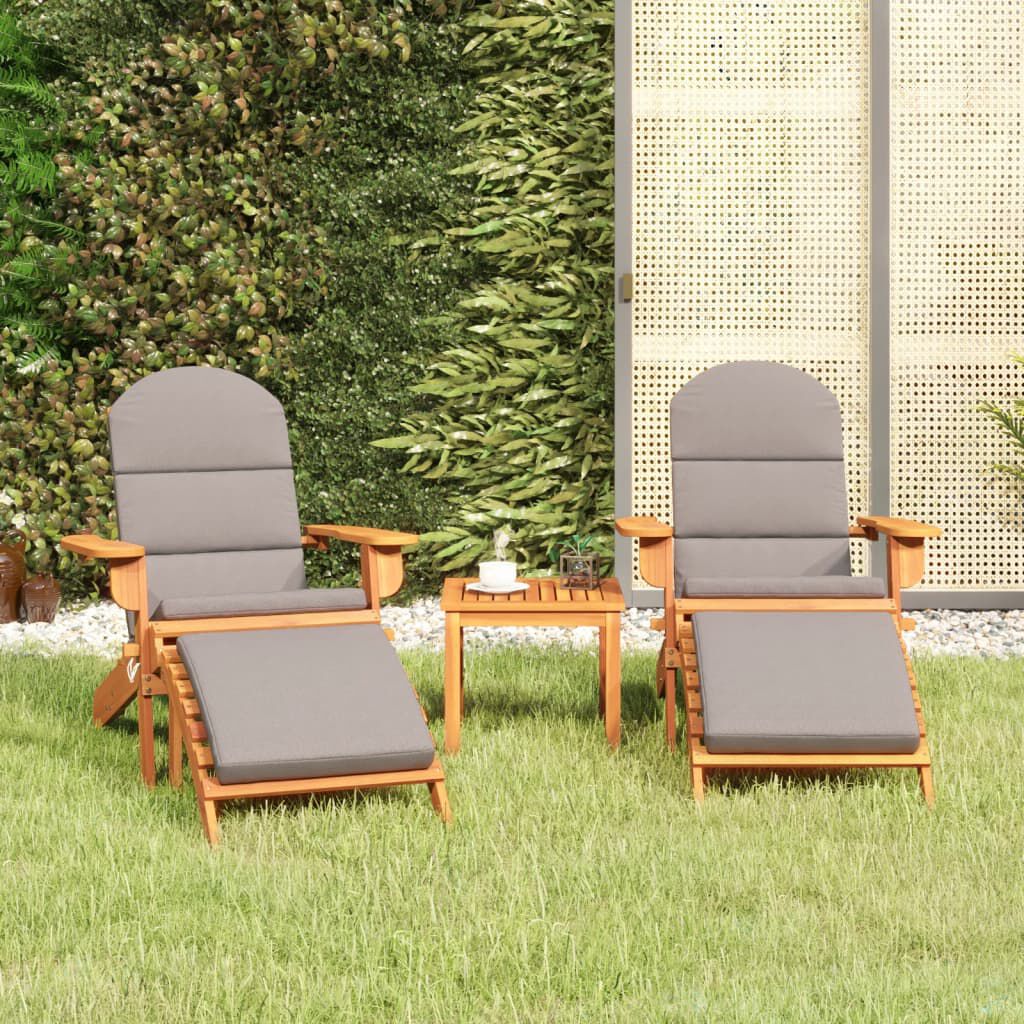Salon de jardin Adirondack 3 pcs en bois d’acacia massif Gris
