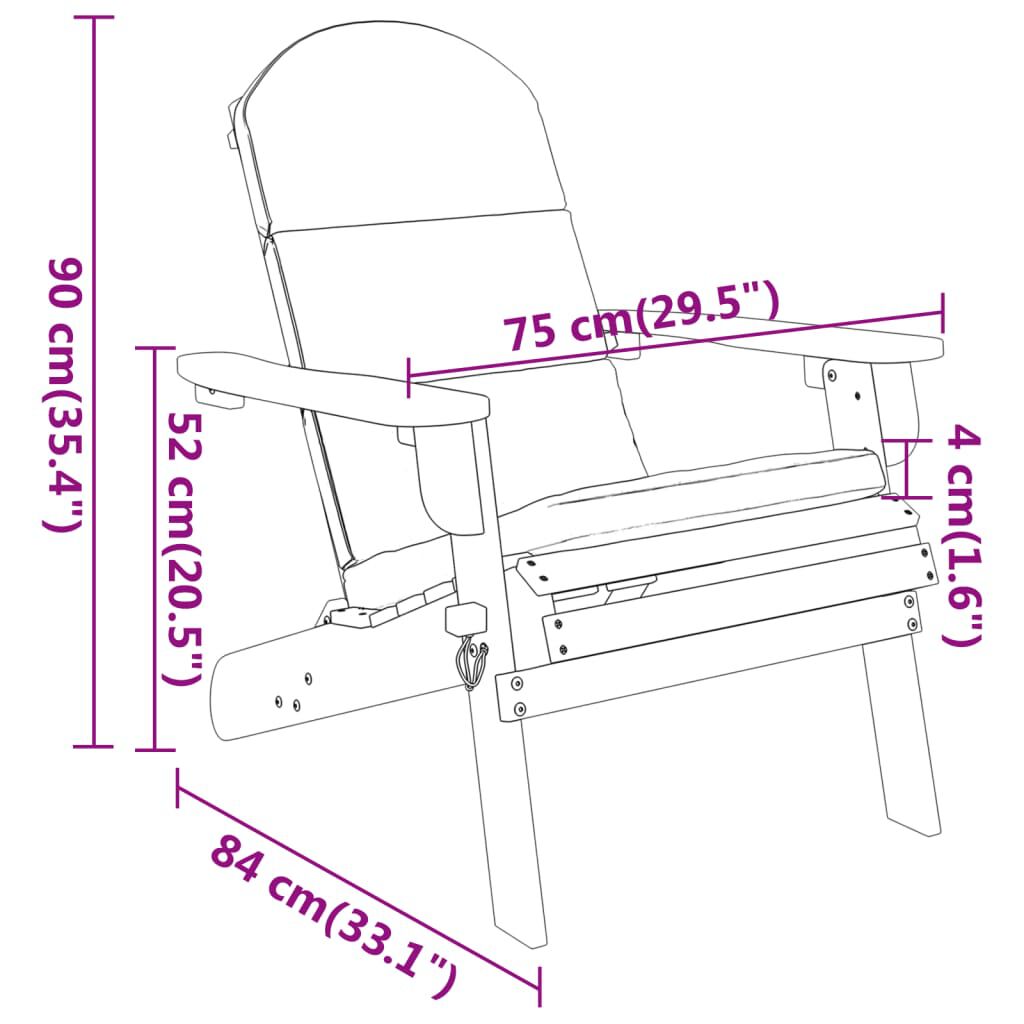 Salon de jardin Adirondack 3 pcs en bois d’acacia massif Blanc