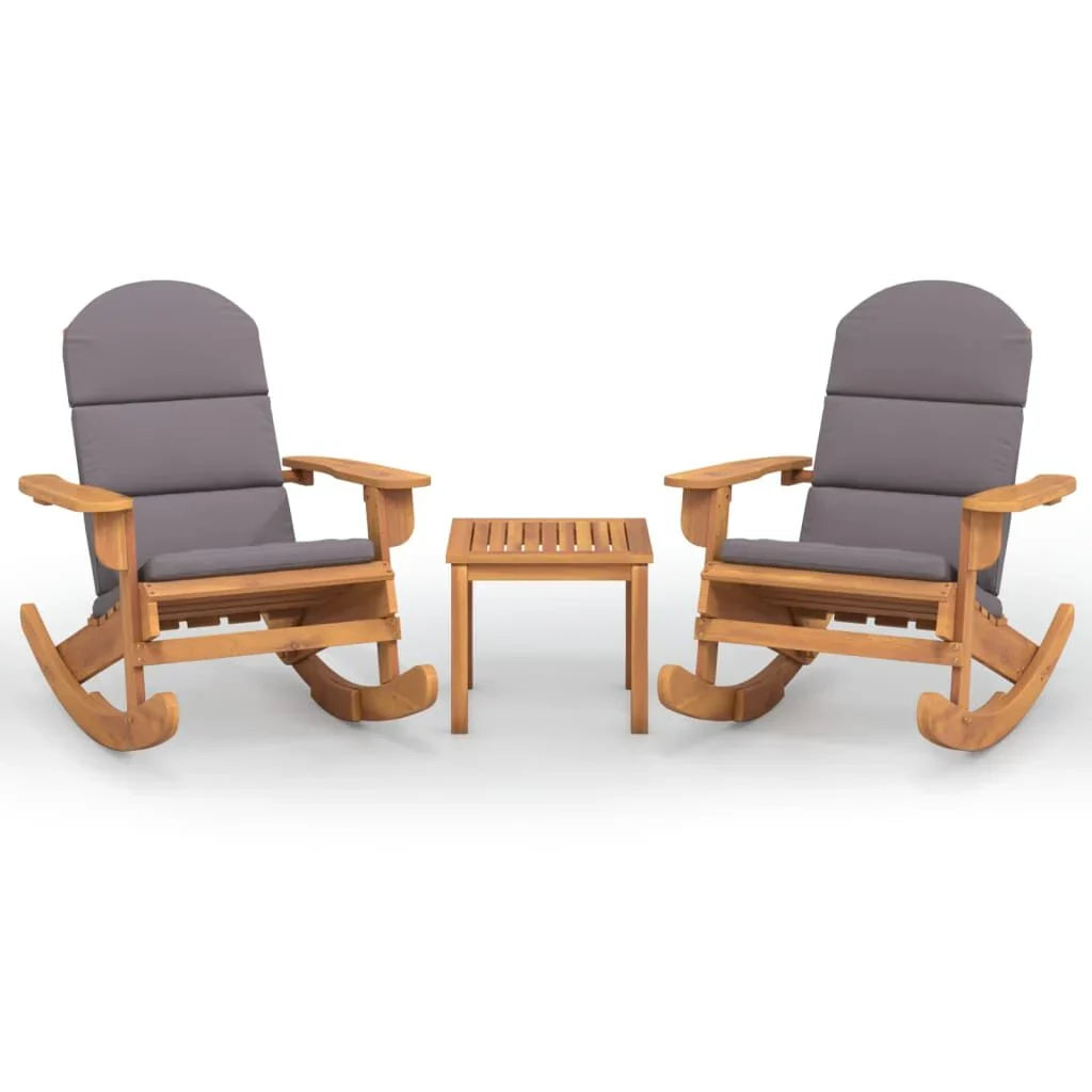 Salon de jardin Adirondack 3 pcs en bois d’acacia massif Gris