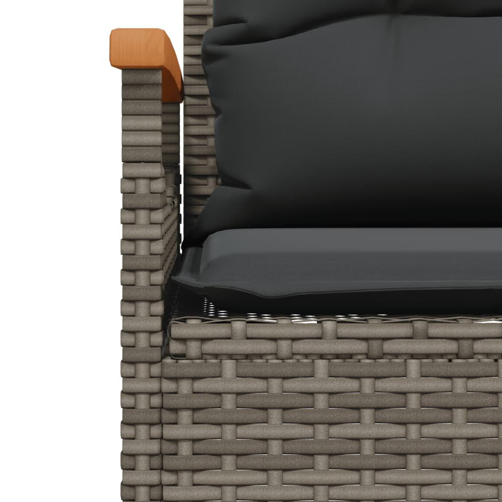 Salon de jardin 3 pcs résine tressée noir avec coussins Gris