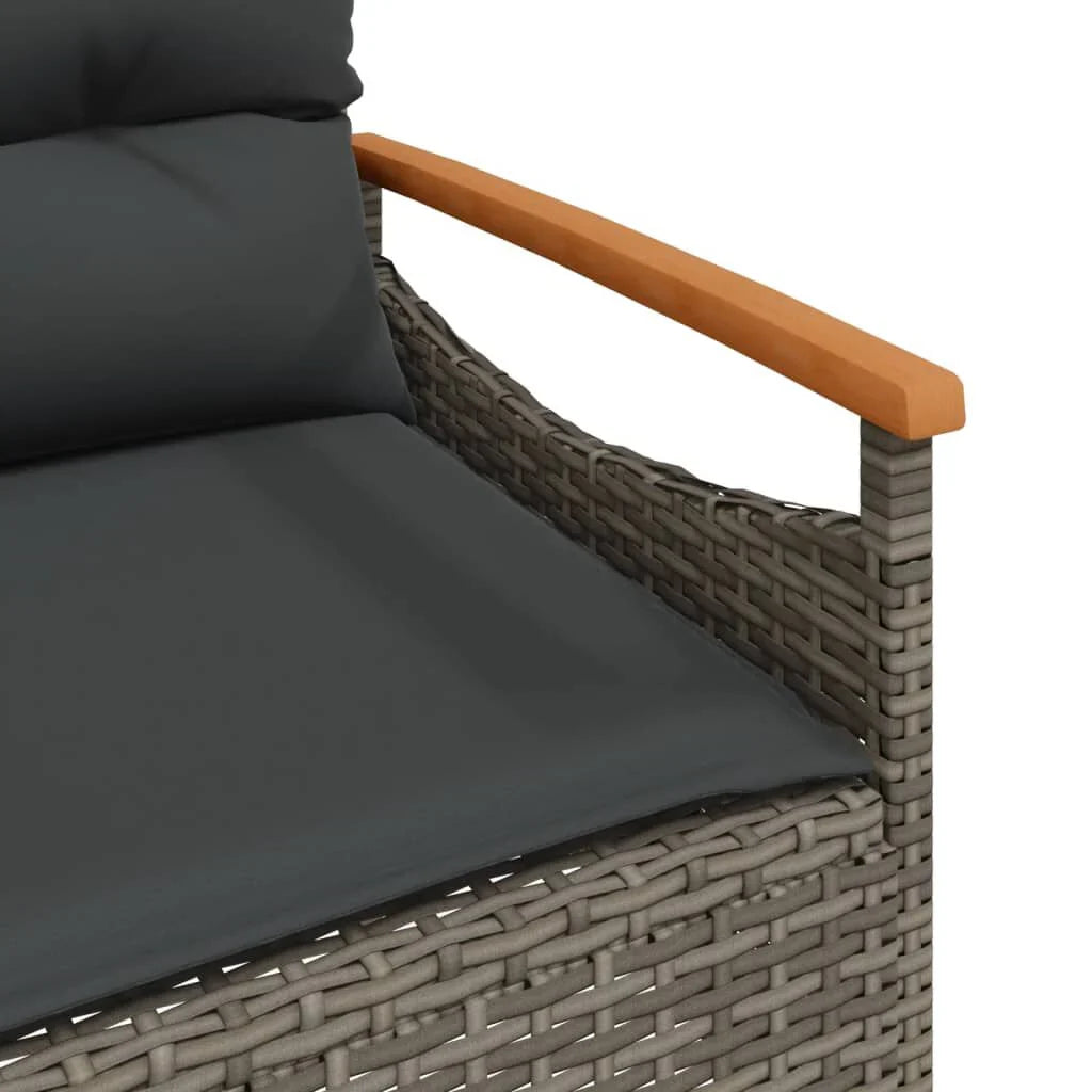 Salon de jardin 3 pcs résine tressée noir avec coussins Gris