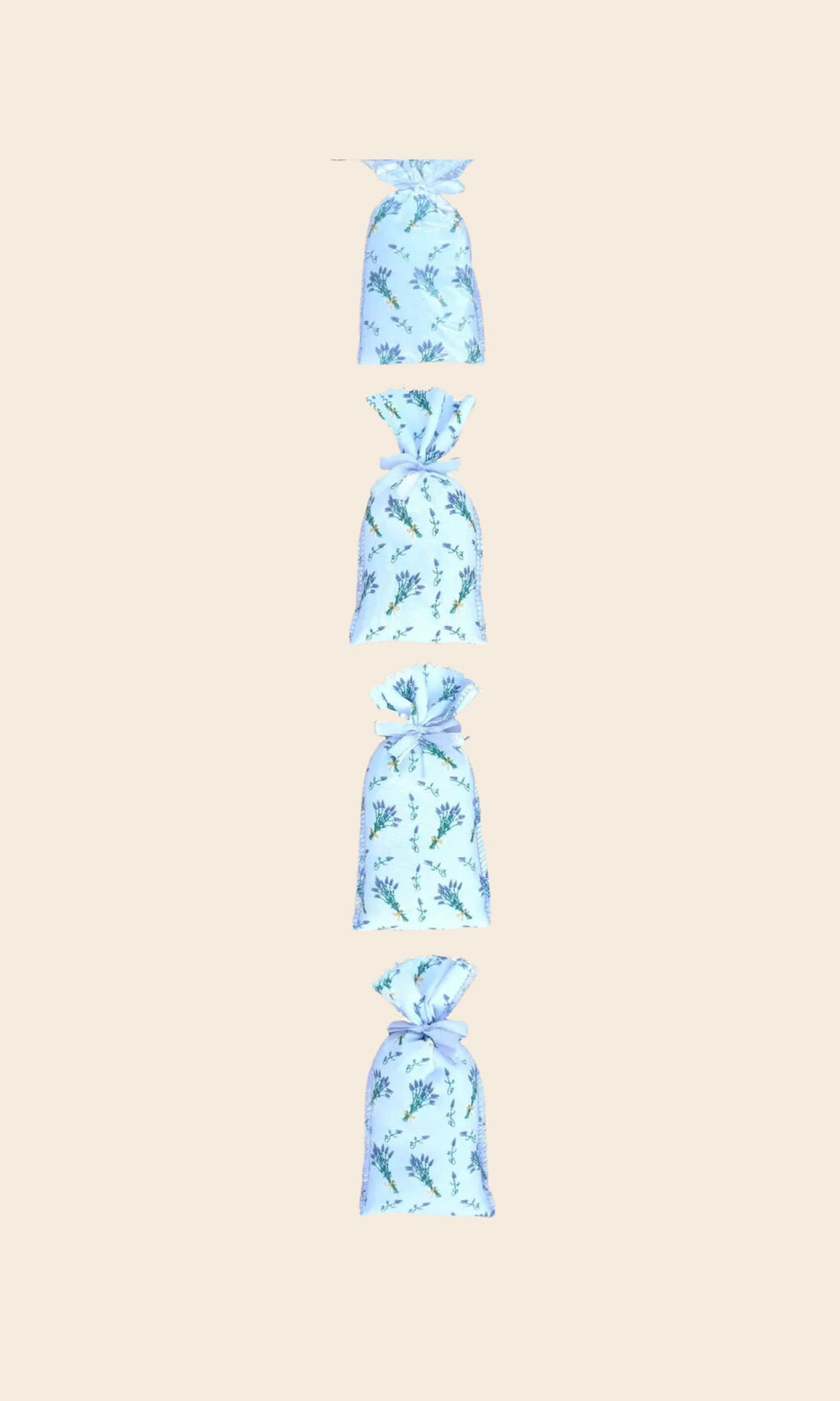 Chapelet 4 Sachets Motif Lavande Avec Nœud En Satin - Céven’Arômes