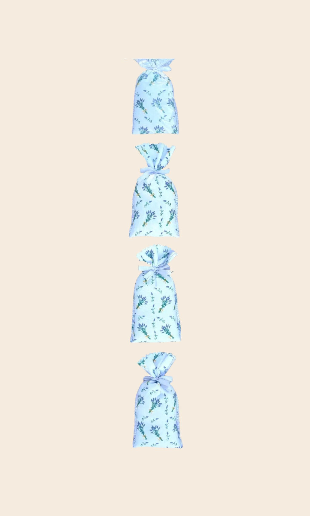 Chapelet 4 Sachets Motif Lavande Avec Nœud En Satin - Céven’Arômes