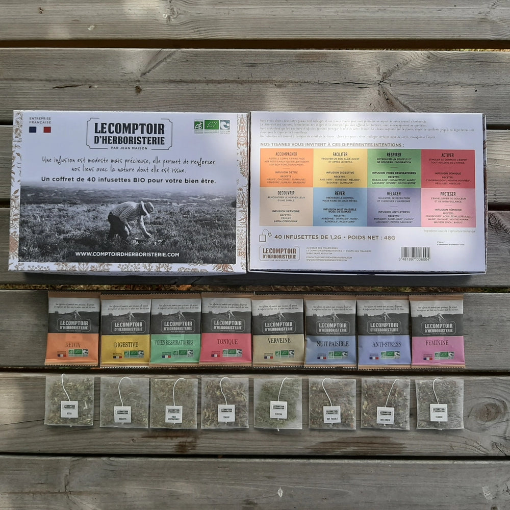 Coffret de degustation tisane maison - 40 infusettes bio