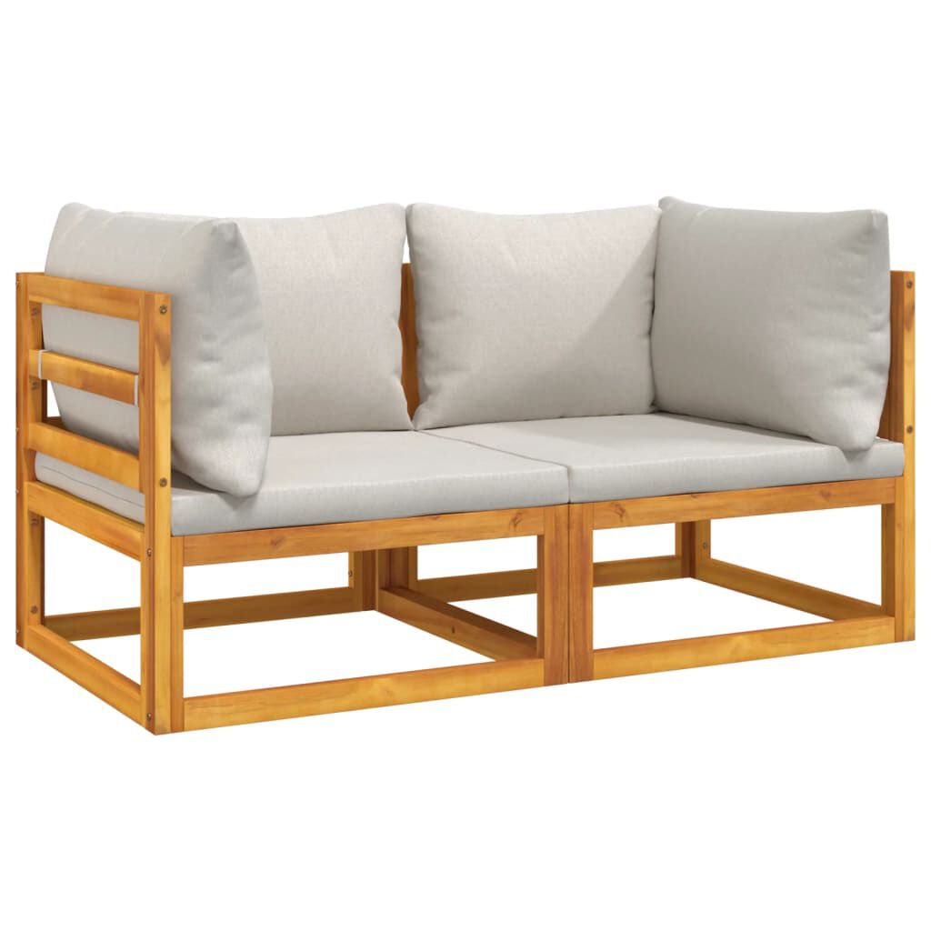 Salon de jardin 2 pcs bois d’acacia – Élégance & confort Gris clair