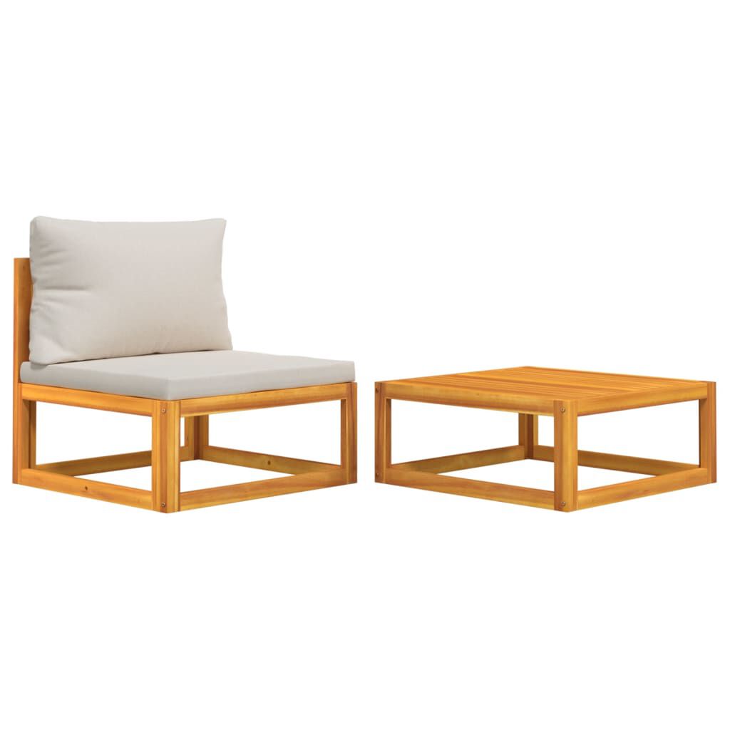 Salon de jardin 2 pcs bois d’acacia – Élégance & confort Gris clair