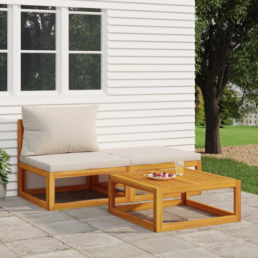 Salon de jardin 2 pcs bois d’acacia – Élégance & confort Gris clair
