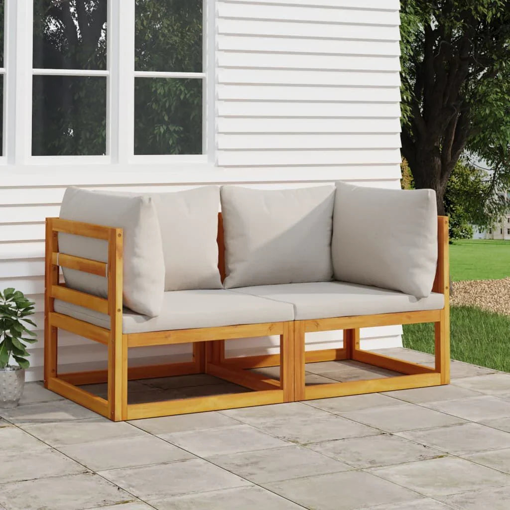 Salon de jardin 2 pcs bois d’acacia – Élégance & confort Gris clair