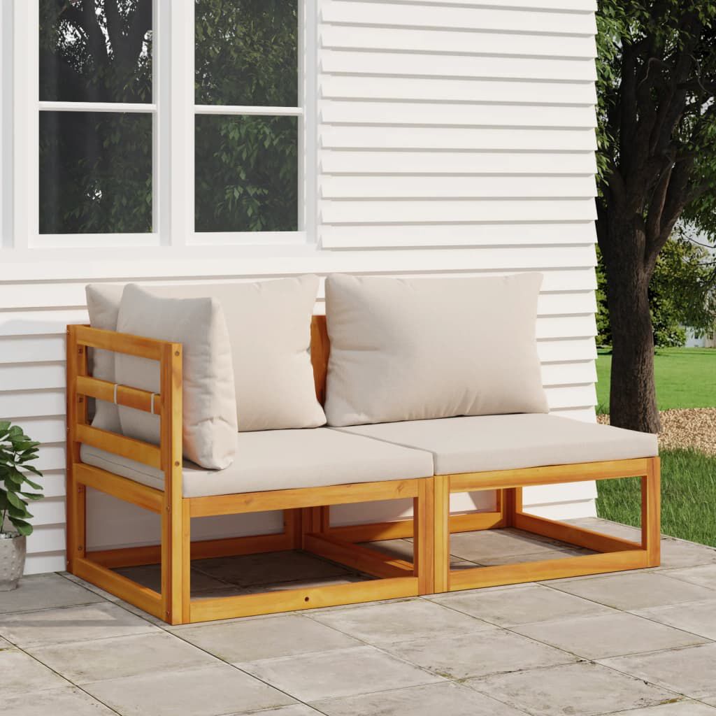 Salon de jardin 2 pcs bois d’acacia – Élégance & confort Gris clair