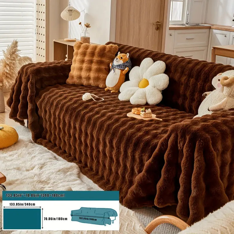 Faux Fur Sofa Cover - Soft and Non-Slip Protection