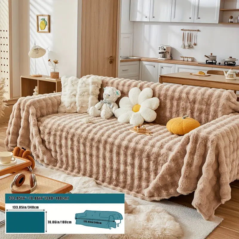 Faux Fur Sofa Cover - Soft and Non-Slip Protection