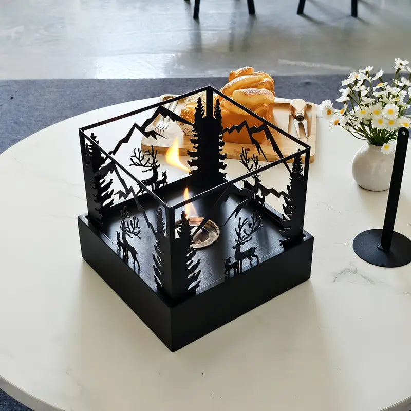 Nouveau Poêle à Alcool Carré – Flamme Réelle & Ambiance Chaleureuse à la Française