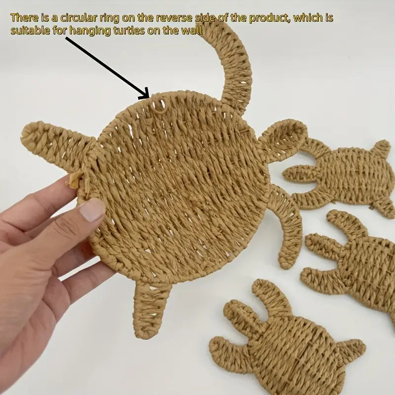 Sculpture Murale Tortue Tressée à la Main – Déco Nautique en Rotin Papier