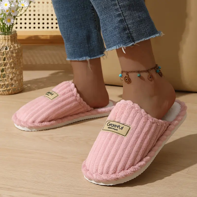 Chaussons Élégants à Rayures Verticales pour Femmes