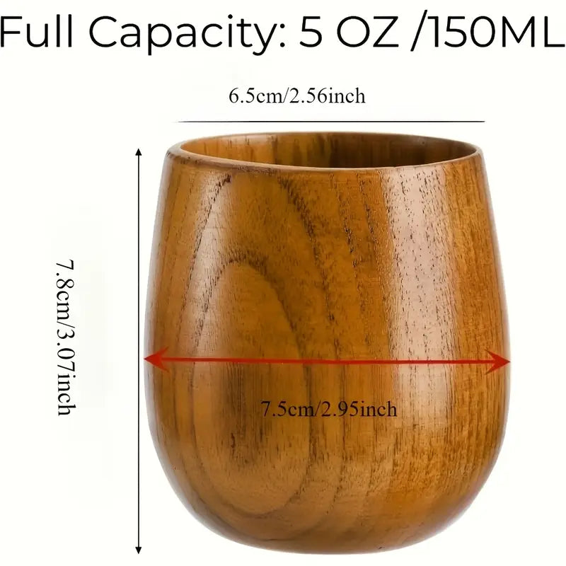 Ensemble de 6 Tasses à Thé en Bois Naturel Hiceeden – Style Japonais Artisanales