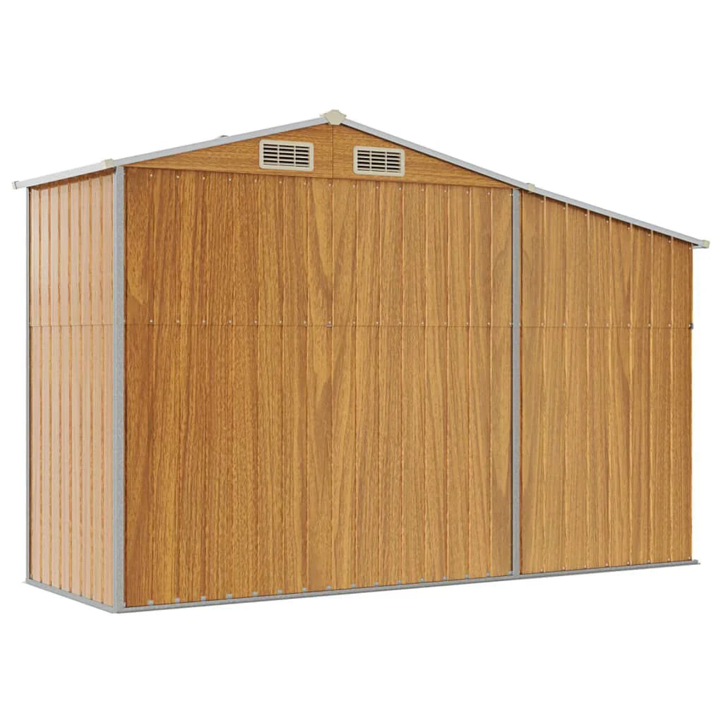 Abri de Jardin Marron 277x93x179 cm – Acier Galvanisé Résistant