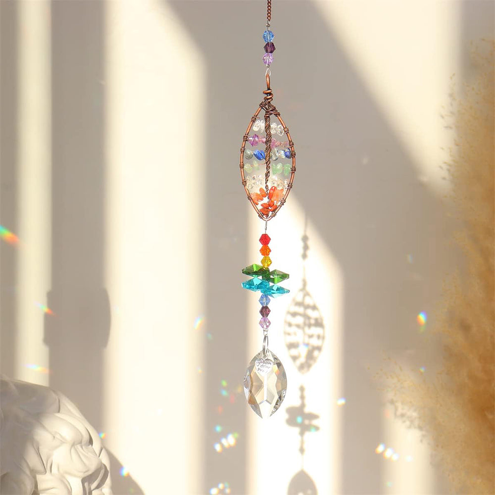Attrape-Soleil en Cristal – Arbre de Vie Suspendu avec Prismes Arc-en-Ciel