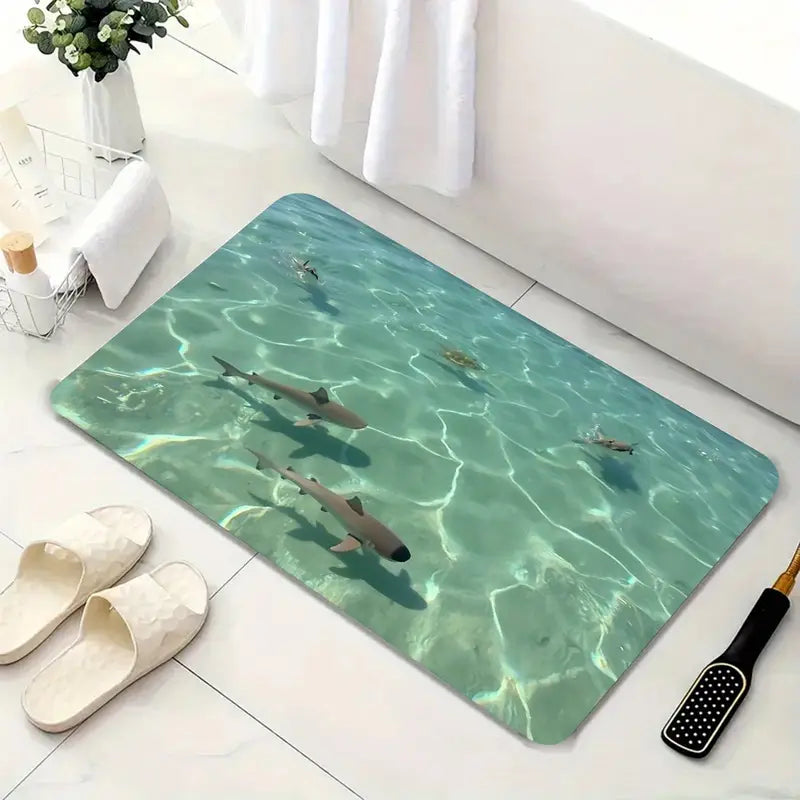 Tapis de Bain Ludique Sharky – Séchage Rapide & Sécurité Optimale