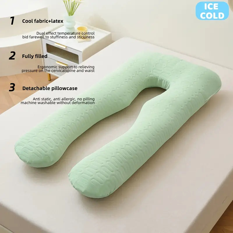 Oreiller de Grossesse en Forme U – Confort, Soutien & Fraîcheur Totale