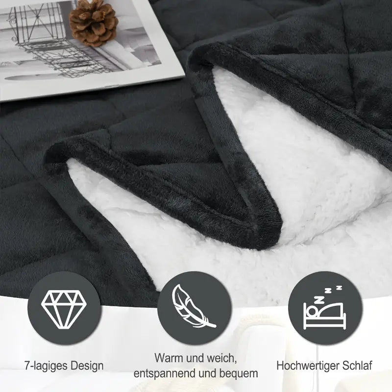 Couverture lestée double face en flanelle et sherpa