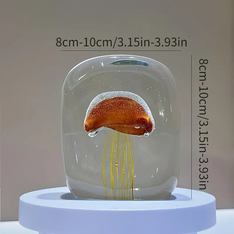 Pèse-Papier Méduse en Verre Soufflé à la Main – Sculpture Nautique Artisanale