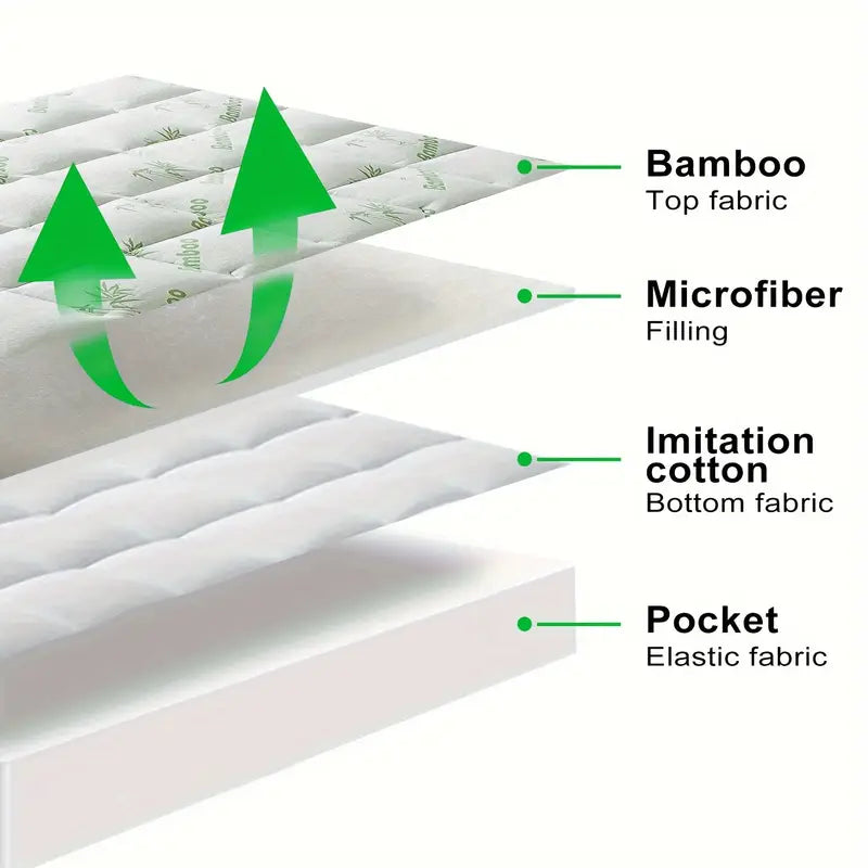 Coussin de Matelas en Fibre de Bambou – Extra Épais, Respirant & Refroidissant