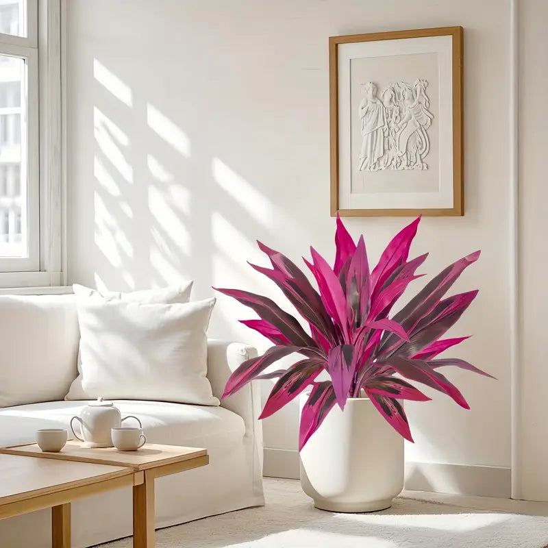 Lot de 2 Fougères Artificielles Violettes Boston & Feuilles de Monstera