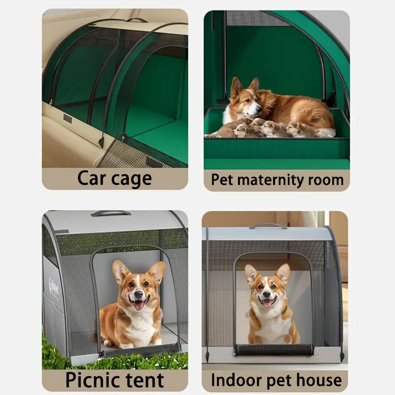 Cage de Transport 2-en-1 Pliable pour Chien – Tissu Oxford Résistant & Fenêtres en Maille