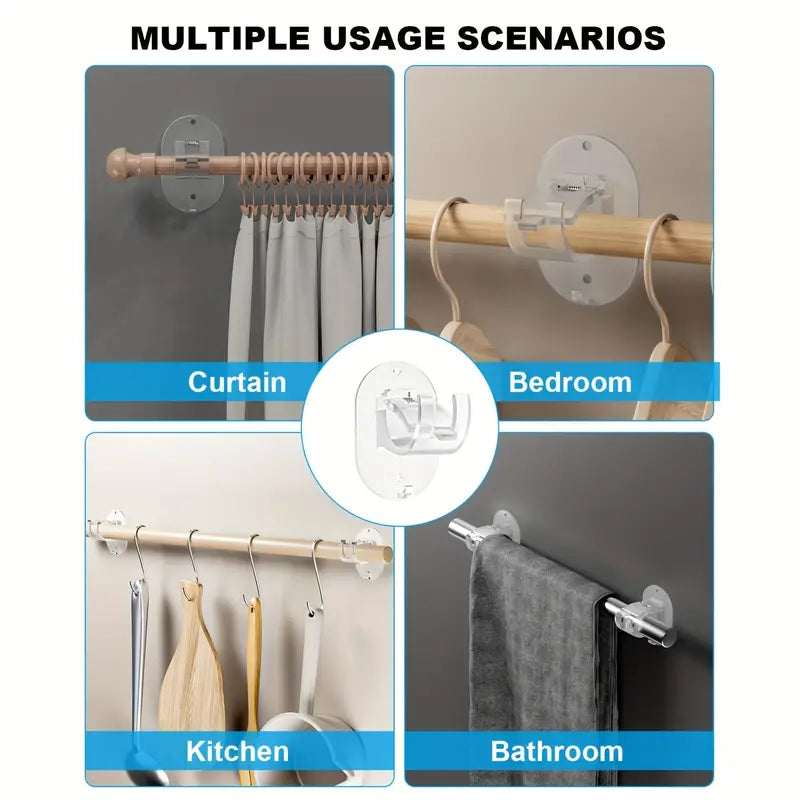 Supports de Tringle de Rideau Sans Perçage – Clips de Montage Auto-Adhésifs