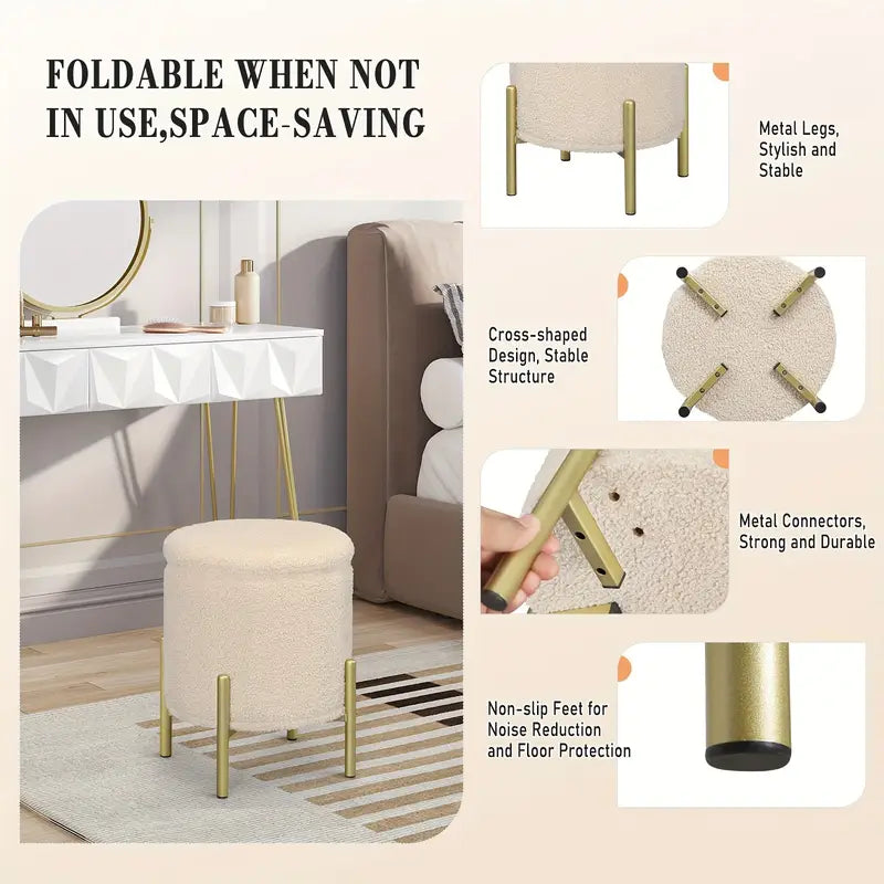 Tabouret Rembourré avec Espace de Rangement - Élégance et Praticité