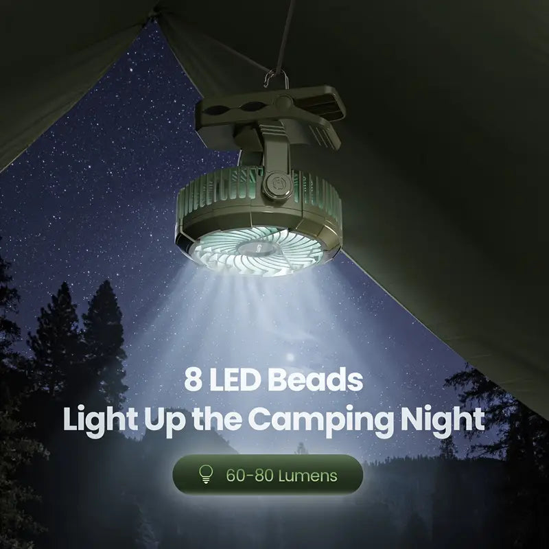Ventilateur de Camping Portable avec Lanterne LED
