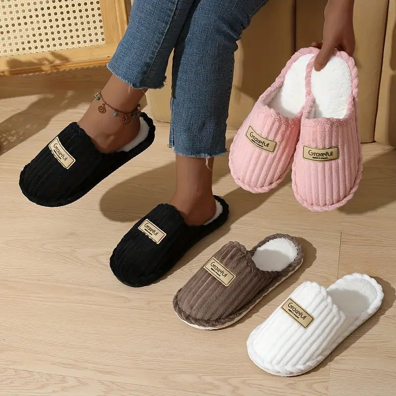 Chaussons Élégants à Rayures Verticales pour Femmes