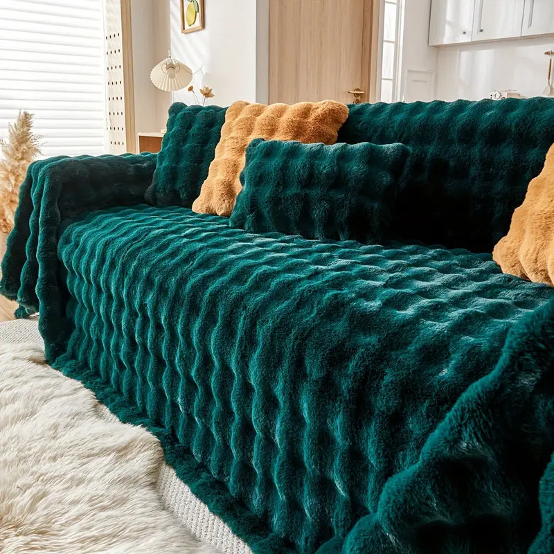 Faux Fur Sofa Cover - Soft and Non-Slip Protection