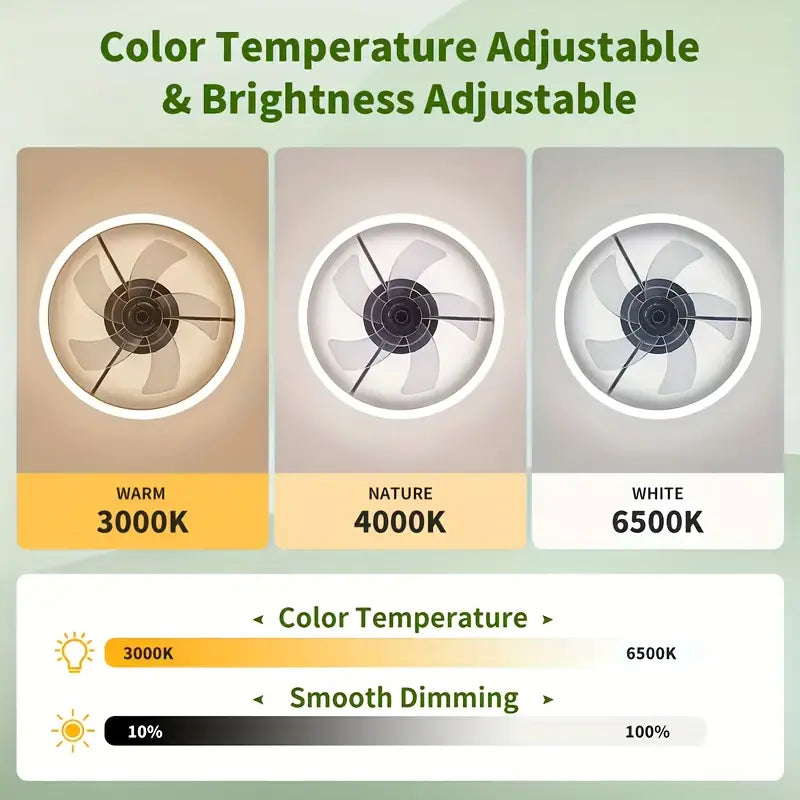 Ventilateur de Plafond Moderne à LED 50 cm