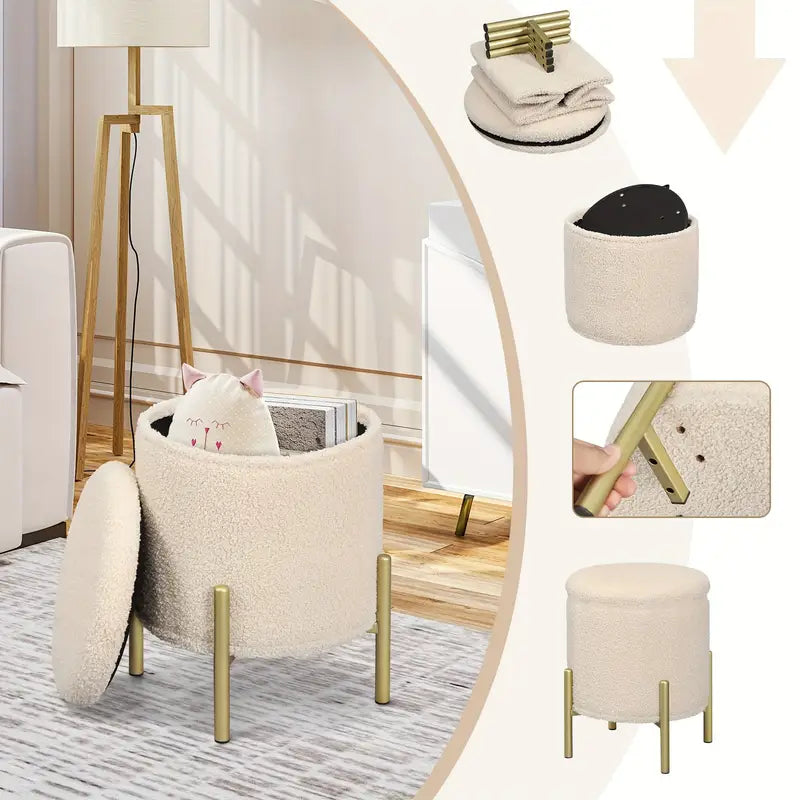 Tabouret Rembourré avec Espace de Rangement - Élégance et Praticité