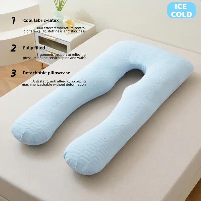Oreiller de Grossesse en Forme U – Confort, Soutien & Fraîcheur Totale