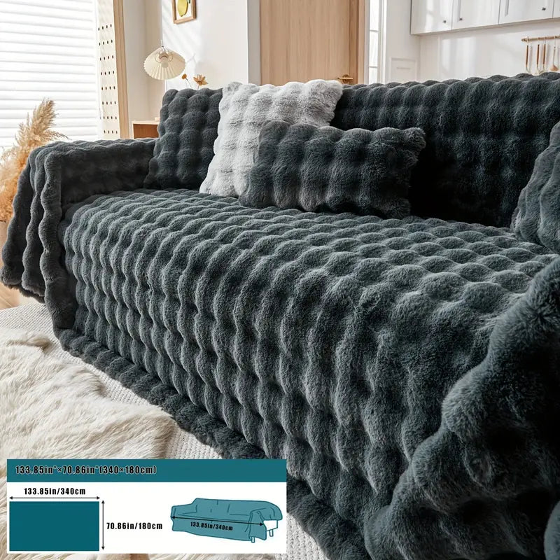 Faux Fur Sofa Cover - Soft and Non-Slip Protection