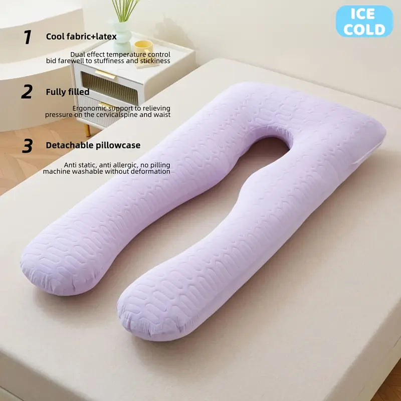 Oreiller de Grossesse en Forme U – Confort, Soutien & Fraîcheur Totale