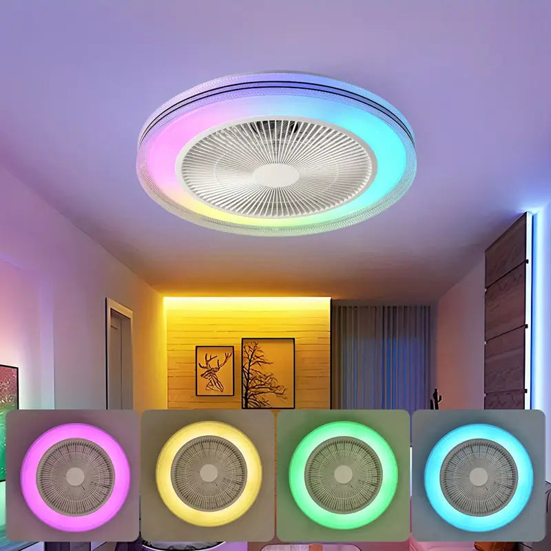 Ventilateur de Plafond Intelligent RGB LED – Effet Ciel Étoilé