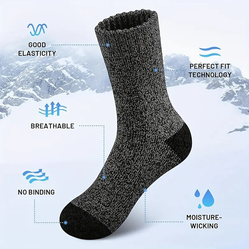Lot de 5 Paires de Chaussettes Thermiques en Laine – Unisexe