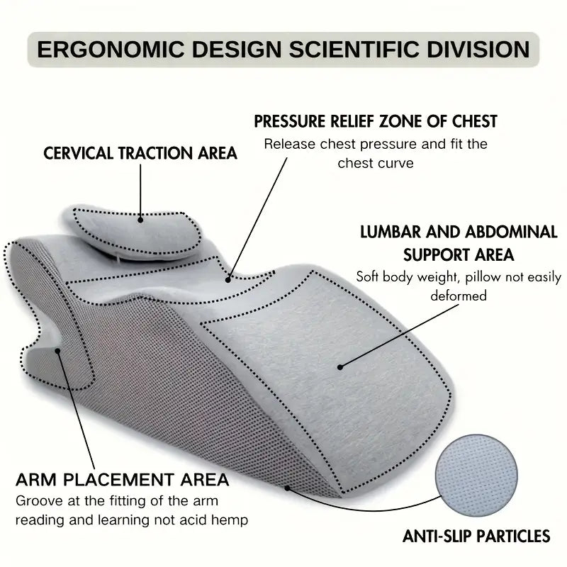 Oreiller en Forme de Cale - Soutien Ergonomique pour le Dos et le Cou