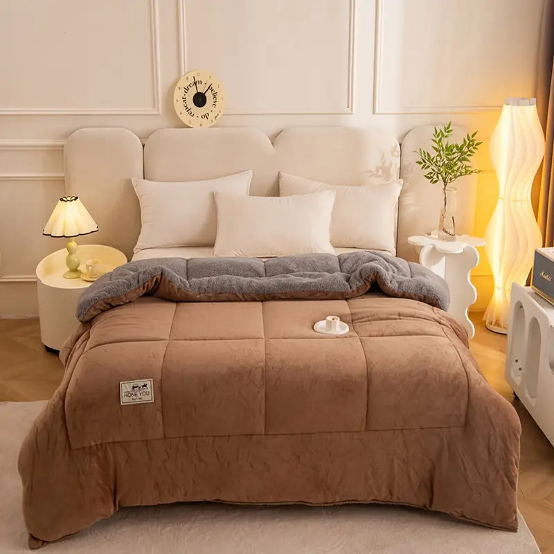 Couvre-lit Réversible en Velours de Lait – Style Vintage & Confort Moderne